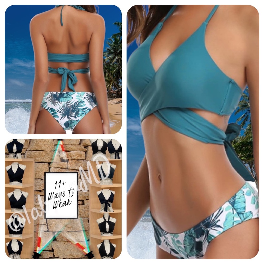Tropical Palm Wrap Bikini Set, S - NWT